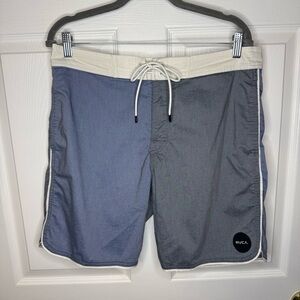 RVCA Men's Swim Board Shorts - Blue and Gray Size 34 Waist GUC